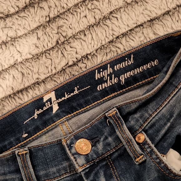 7 for all mankind high waist ankle gwenevere skinny distressed jeans size 24 - Picture 4 of 11